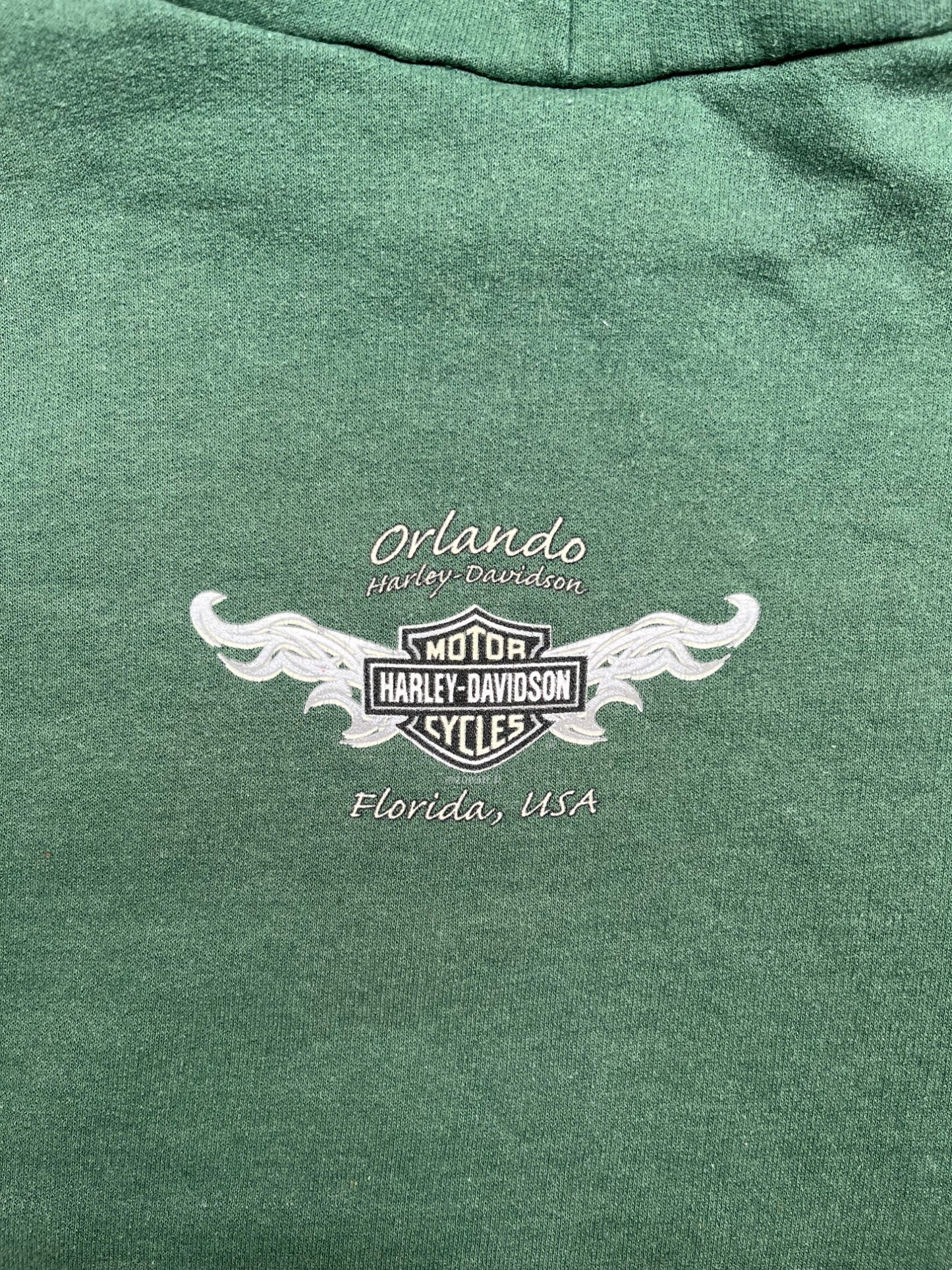 Sweat 90's vert à capuche Harley Davidson - 8 ans